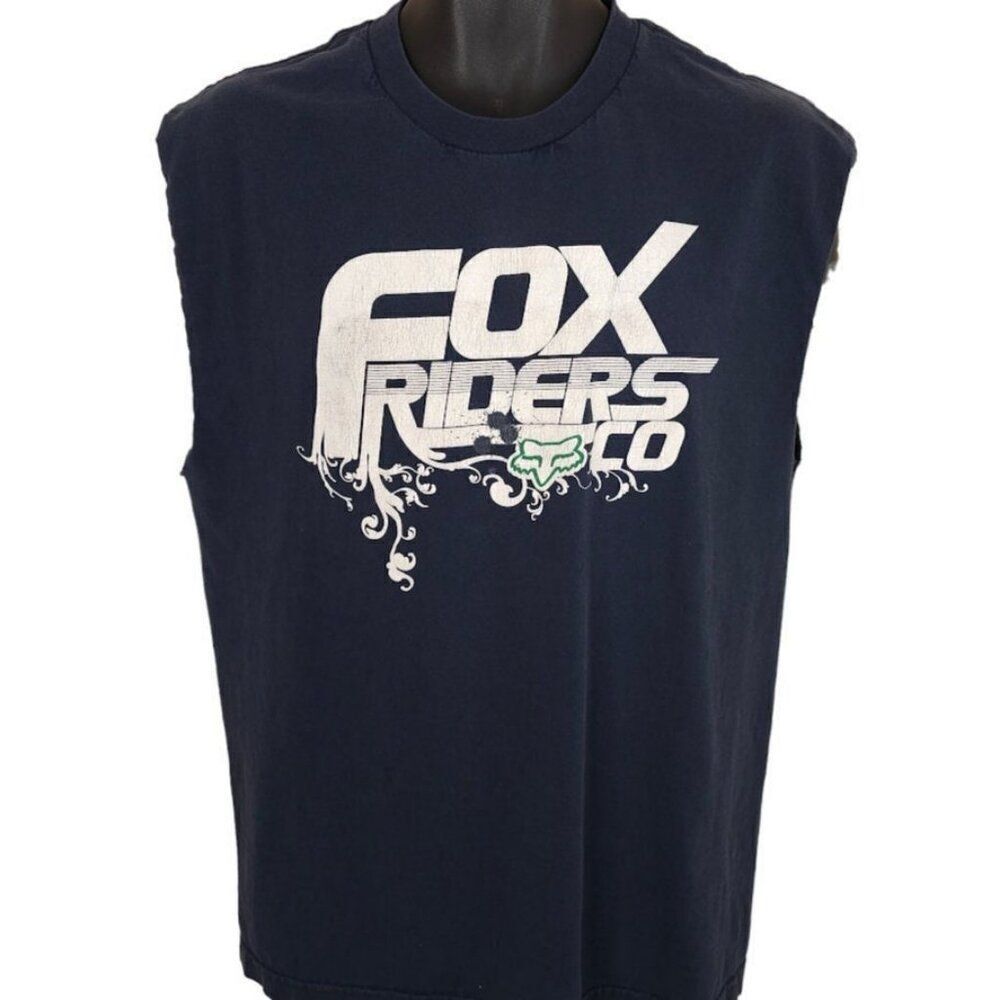 Vintage Fox Racing T Shirt Mens Size Large Blue 90s Motocross Supercross
